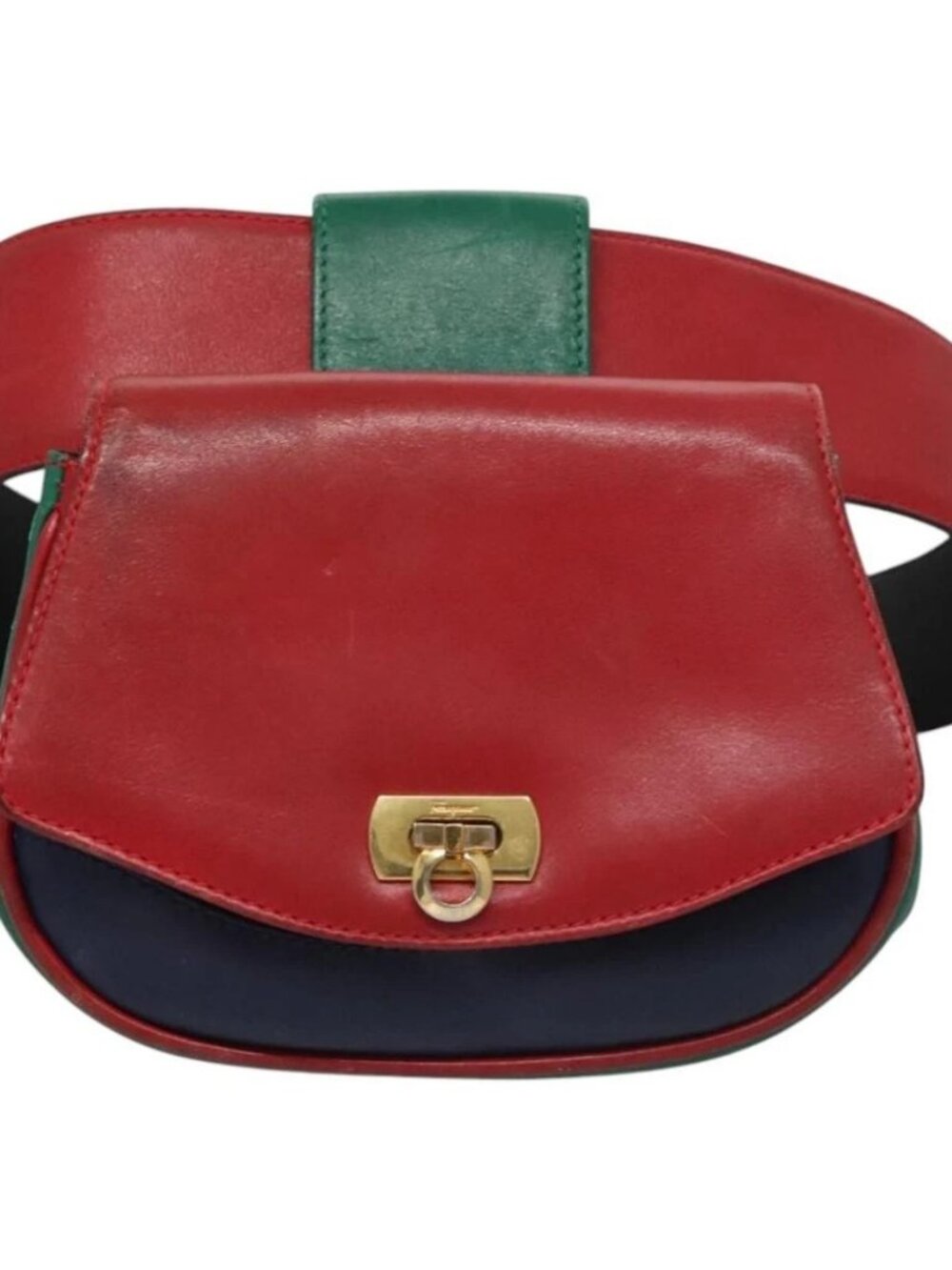 Salvatore Ferragamo Gancini Waist bag Leather Red Auth 115429 - Picture 2 of 16